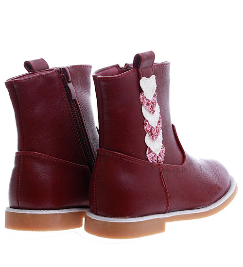 Bordowe kozaki dziewczęce /B5-3 15198 S381/