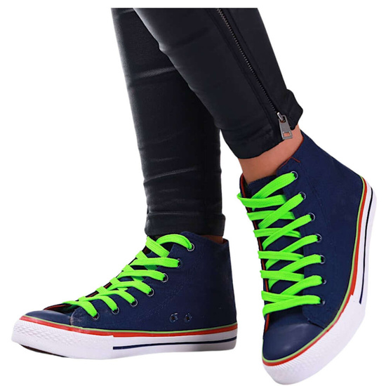 Klasyczne WYSOKIE damskie trampki tenisówki granatowe /A2-3 7822 S100/