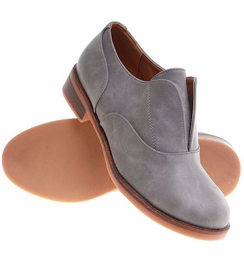 Wsuwane szare półbuty damskie /E2-2 16850 G158/