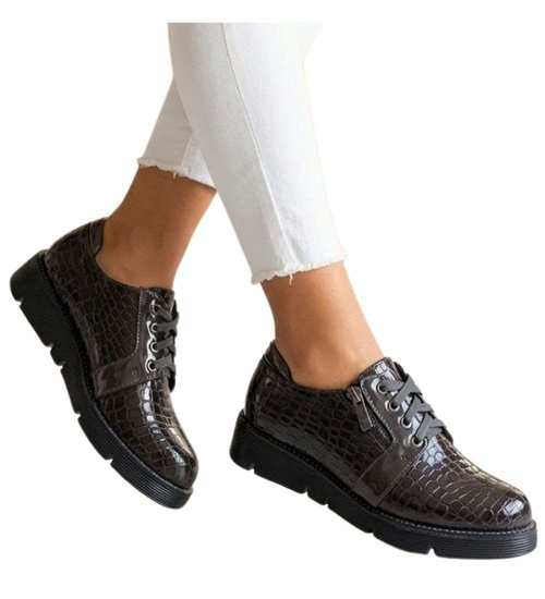 Sznurowane wiosenne półbuty dziewczęce /F5-2 14935 T039/