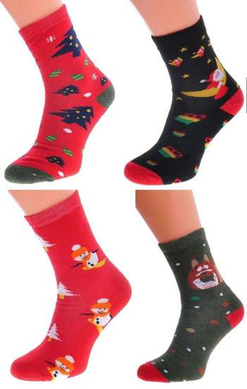 Grube świąteczne skarpety damskie zestaw 4 par /D6-1 SK29 S11-5/