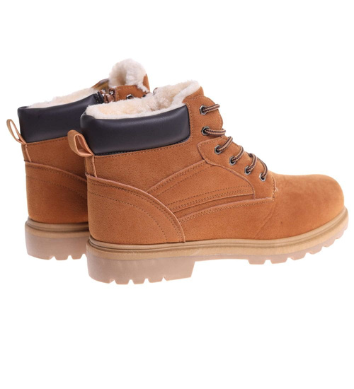 Zimowe karmelowe ocieplane trapery męskie /E3-3 18355 T489/