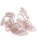 Beżowe sandały na grubym obcasie Lace up /G1-3 16178 G132/