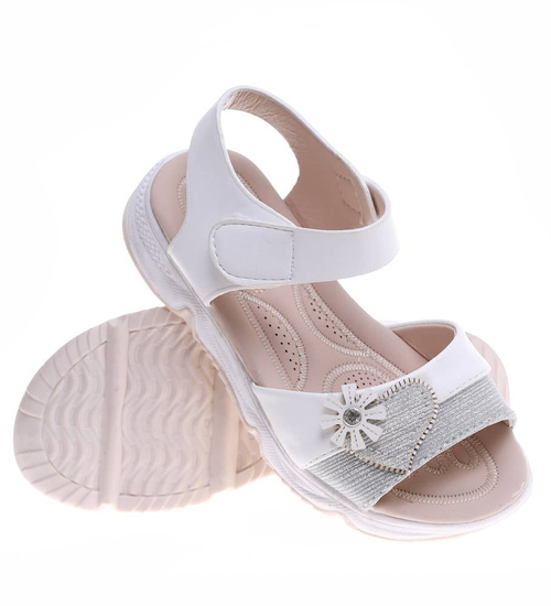 Białe sandałki dziewczęce z rzepami /G5-2 16384 T381/