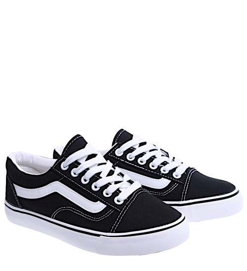 Czarne trampki materiałowe tenisówki sznurowane /E3-2 15566 T341/