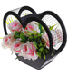 Kompozycja kwiatowa- biało różowe róże w dużym czarnym sercu /Komp109 P424/