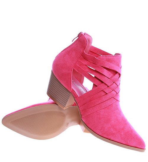 Fuksjowe wiosenne botki kowbojki na klocku /D7-1 14853 T420/