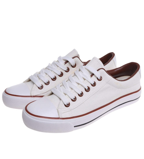 Klasyczne damskie trampki Białe /E2-3 14443 S143/