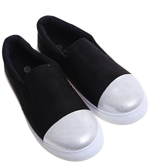 Czarne wsuwane trampki dziewczęce slip on /E5-2 13683  T004/