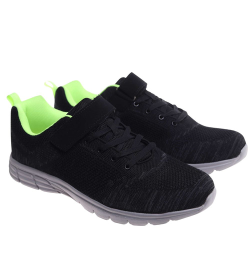 Czarne męskie buty sportowe sznurowane Duże rozmiary /C3-1 18118 T672/