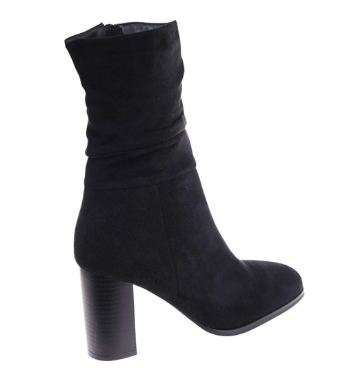 Czarne eleganckie botki na obcasie /C5-1 18410 W482/