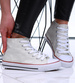 Białe trampki damskie z wysoką cholewką /E8-3 16604 G099/