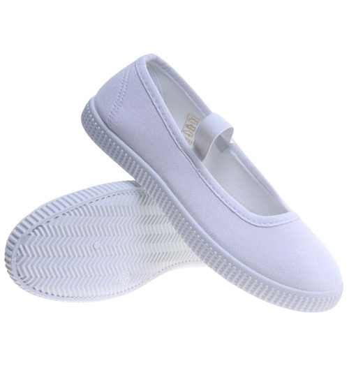 Wsuwane białe dziewczęce tenisówki balerinki czeszki z paseczkiem /C7-2 17481 T125/