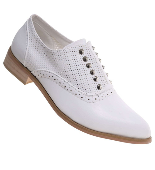 Ażurowe białe półbuty oxfordy /J4-2 13327 T131/