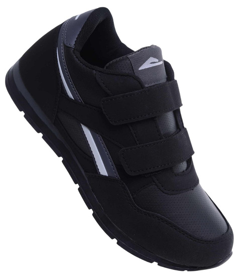 Sportowe czarne buty chłopięce na rzepy /D3-1 18124 T389/