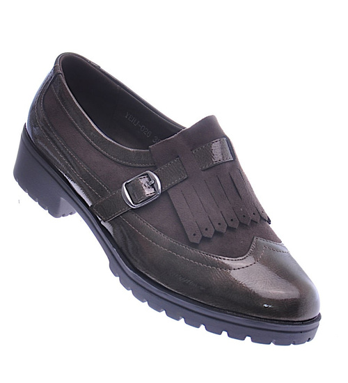 Damskie półbuty damskie khaki /B7-4 12590 T213/