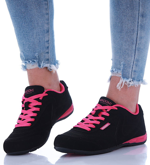Lekkie czarno fuksjowe buty sportowe /E2-1 H2 14737 S149/