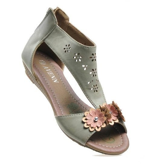 Szare dziecięce sandałki z kwiatkami /G1-2 4642 T006/