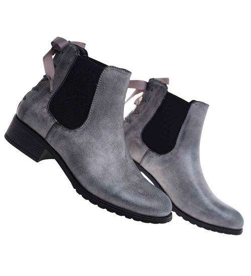 Wsuwane szare botki damskie /E3-3 18310 T300/