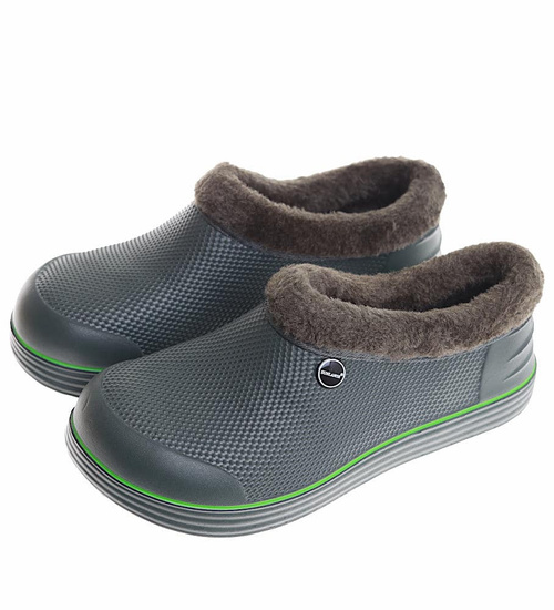 Zielone krótkie kalosze piankowe z futerkiem /F7-1 17073 T291/