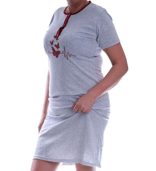 Szara koszula nocna z motylkami Size Plus /H2-K48 P58 202/