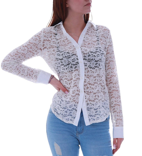 Koronkowa elegancka koszula Ecru /H 2 UB868 G7-75/