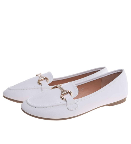 Wsuwane białe baleriny lordsy /H2 18479 W7-38/