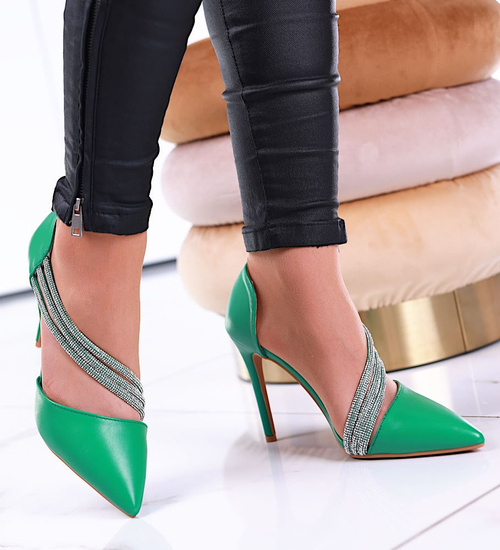Zielone damskie szpilki czzółenka /G6-2 13281 T395/