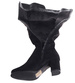 Czarne ocieplane kozaki muszkieterki na obcasie /B3-2 18435 T6/