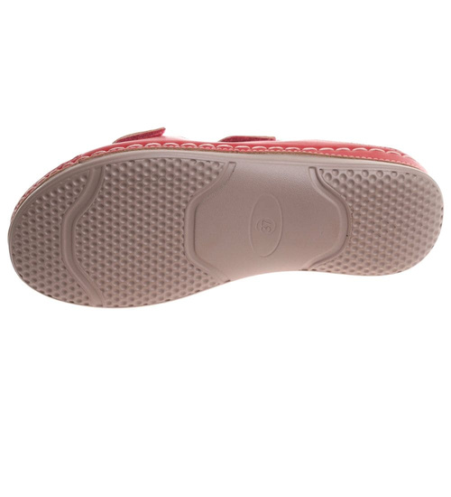 Czerwone klapki damskie na rzepy /B2-2 17859 T286/
