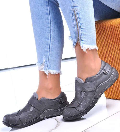 Damskie półbuty w kolorze szarym /E10-2 12434 T296/