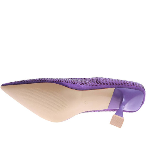 Fioletowe czółenka szpilki z dżetami /A4-3 17206 G121/