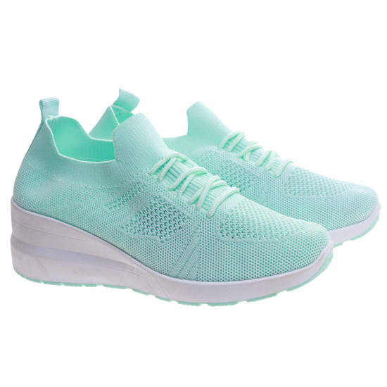 Zielone trampki damskie na koturnie /G6-2 17420 T196/