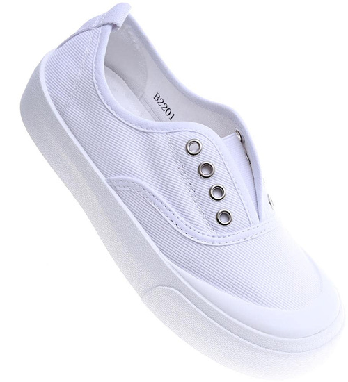 Wsuwane białe trampki na platformie /A10-3 14076 S260/