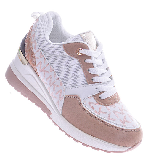 Białe trampki sneakersy na niskim koturnie /B2-2 12521 T498/