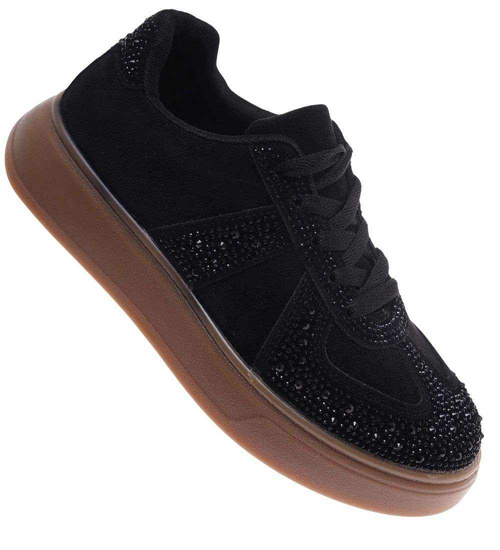 Czarne trampki damskie na platformie /A2-1 18814 W288/