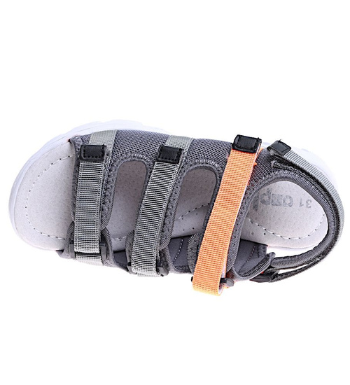 Szare sandały chłopięce na rzepy /E1-3 16018  T187/