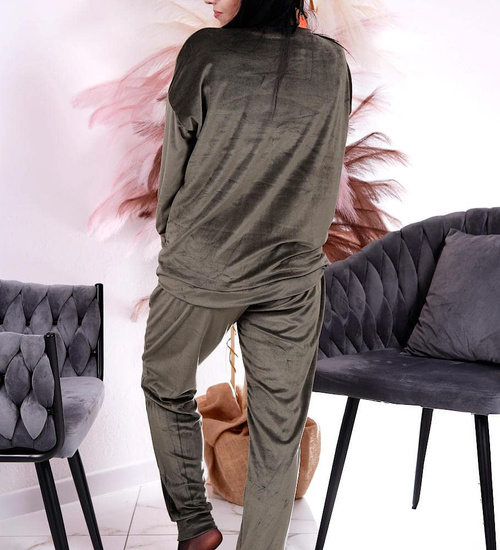 Komplet piękny oliwkowy kobiecy dres /H2 A3-1 UB565 T637/