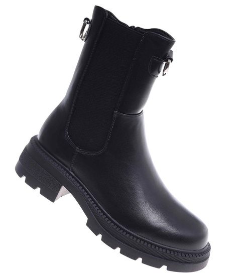 Czarne wysokie botki damskie sztyblety /K3-2 H2 18549 W18-45/