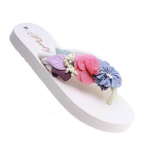 Lekkie piankowe klapki japonki Kremowe /C2-1 13979 T095/