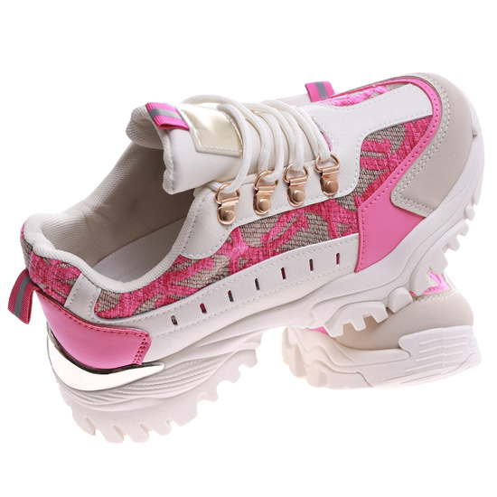 Sznurowane kolorowe sneakersy na platformie /G4-2 17407 T683/