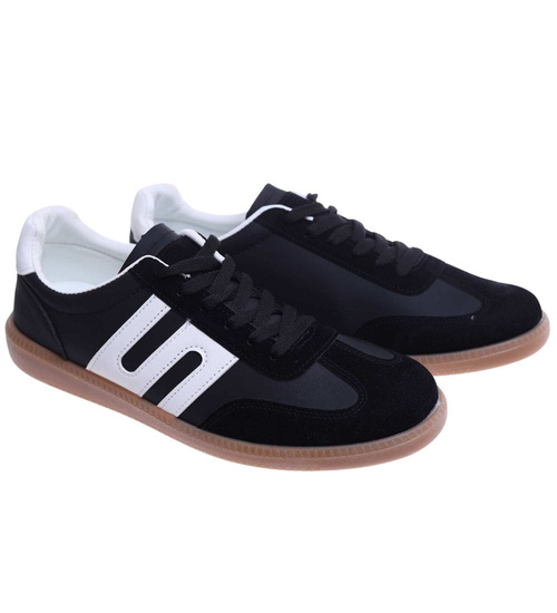 Sznurowane czarne trampki halówki /F1-3 18158 T484/