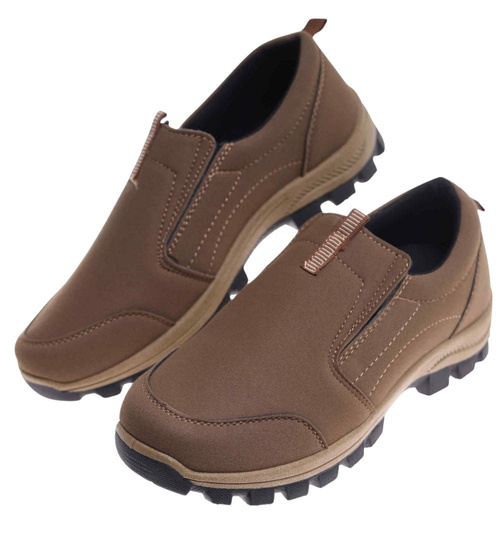 Wsuwane brązowe męskie buty sportowe /A8-3 18202 T386/