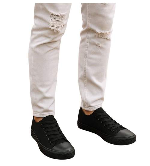 Trampki męskie Sznurowane czarne z tkaniny /F3-2 17806 T230/