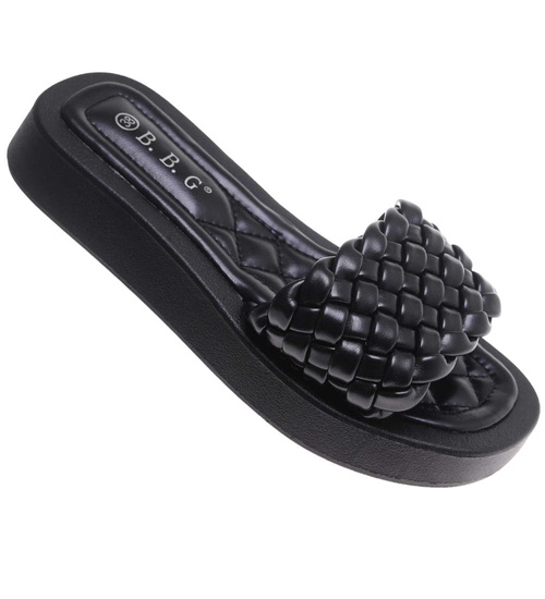 Klapki damskie czarne na platformie /D6-2 17783 T191/