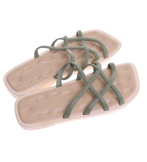 Klapki damskie plażowe wodoodporne zielone /E2-1 17801 G089/