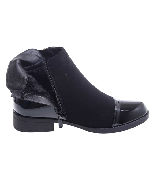 Klasyczne czarne botki damskie ocieplane /A9-2+h2 18327 W400/