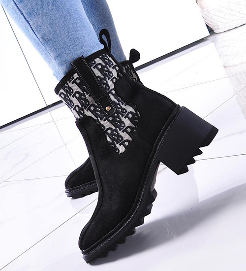 Czarne damskie botki workery /F2-2 18190 T293/