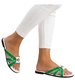 Klapki damskie na płaskim obcasie biało zielone /H2 14343 T005/