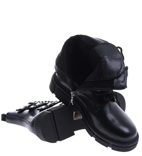 Czarne botki workery z dżetami /G8-3 15134 T431/